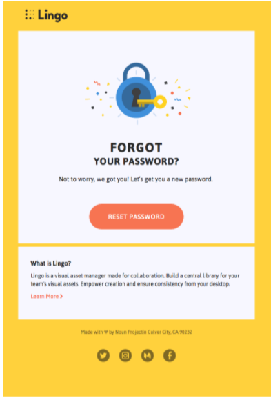 Lingo password reset email example